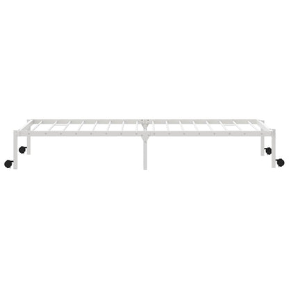 Foldable Steel Bed Frame, White, 100x190 cm (Mattress Not Included)