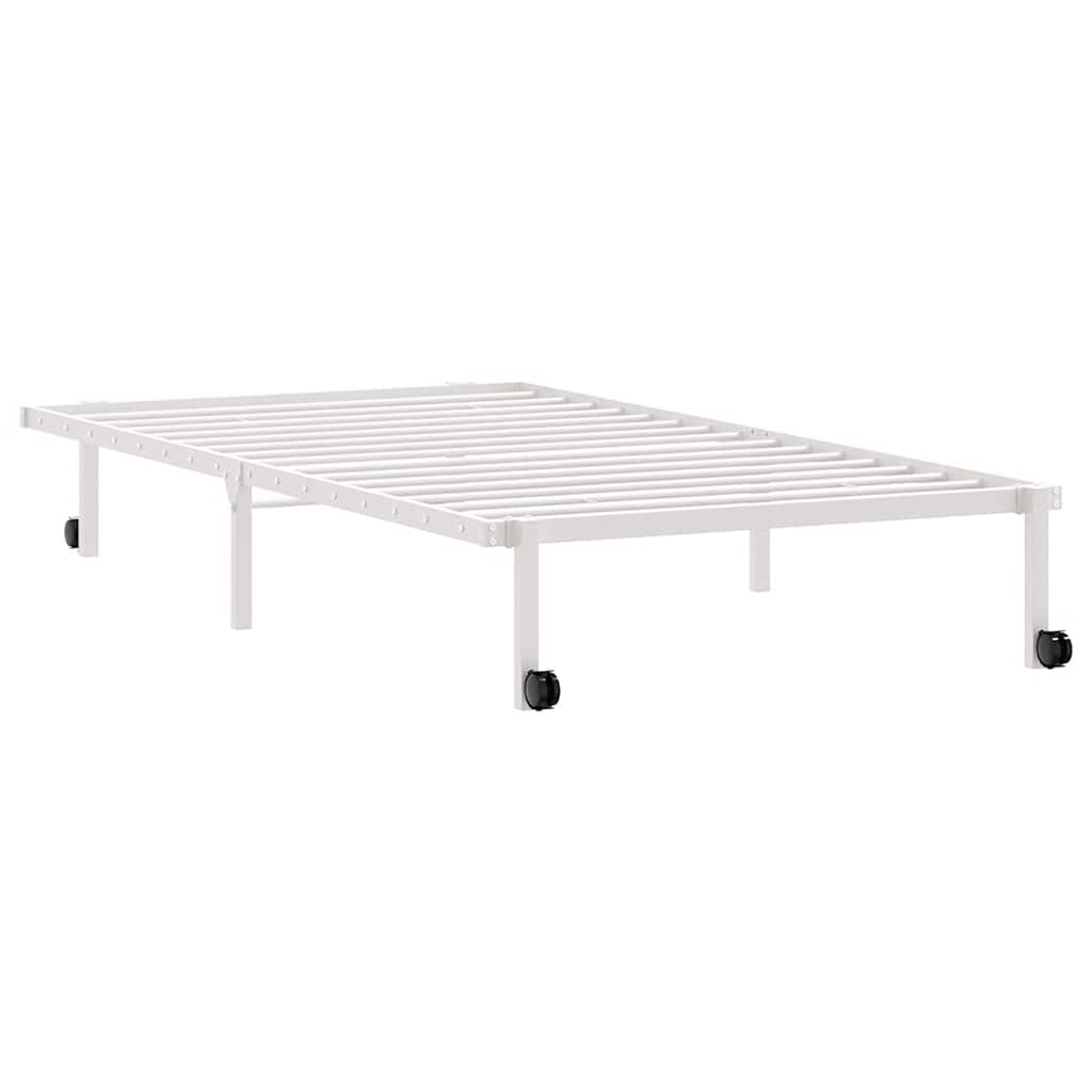 Foldable Steel Bed Frame, White, 100x190 cm (Mattress Not Included)