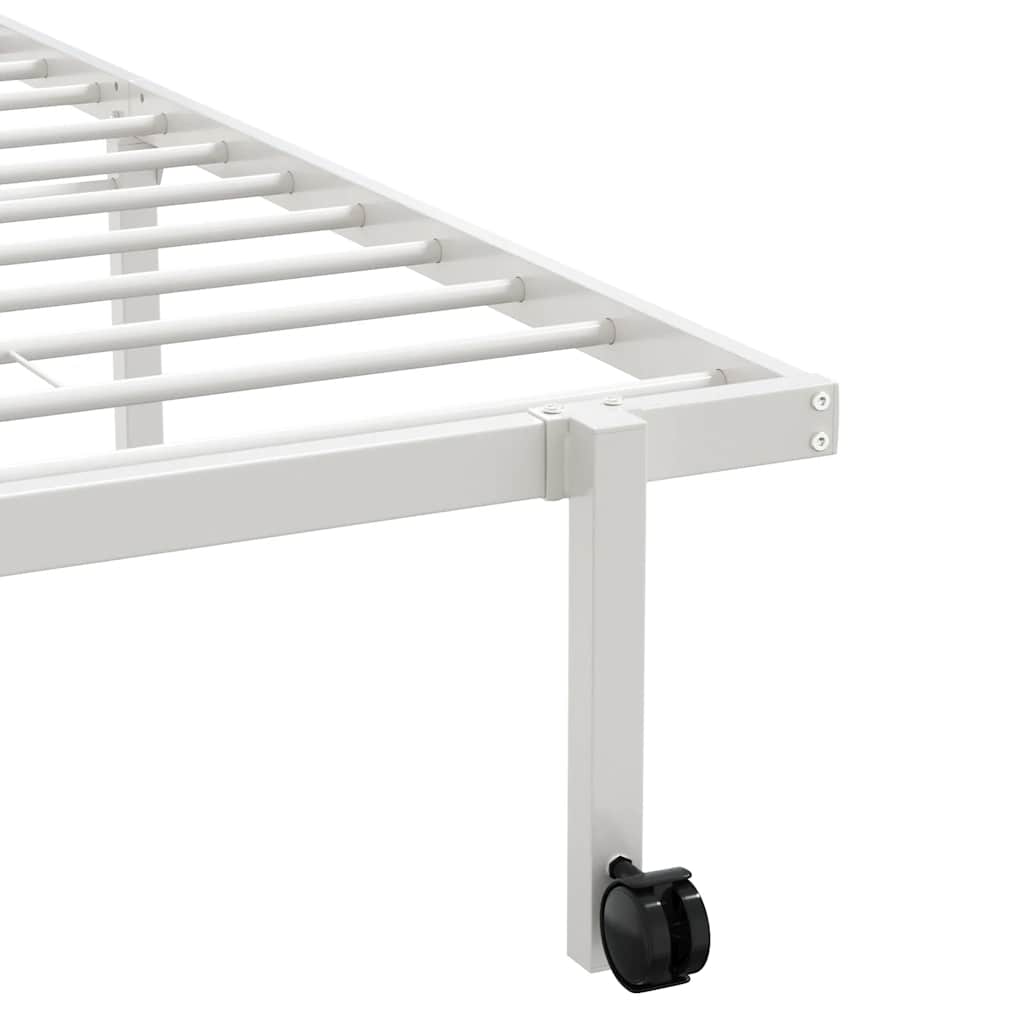 Foldable Steel Bed Frame, White, 100x190 cm (Mattress Not Included)