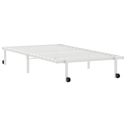 Foldable Steel Bed Frame in White | 107x203 cm | No Mattress
