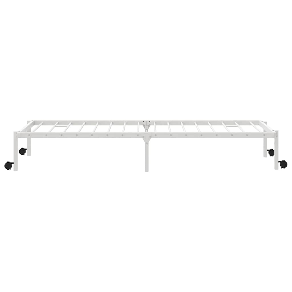 Foldable Steel Bed Frame in White | 107x203 cm | No Mattress