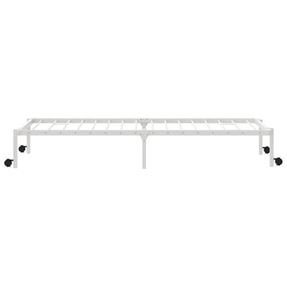 Foldable Steel Bed Frame in White | 107x203 cm | No Mattress