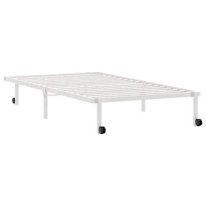 Foldable Steel Bed Frame in White | 107x203 cm | No Mattress