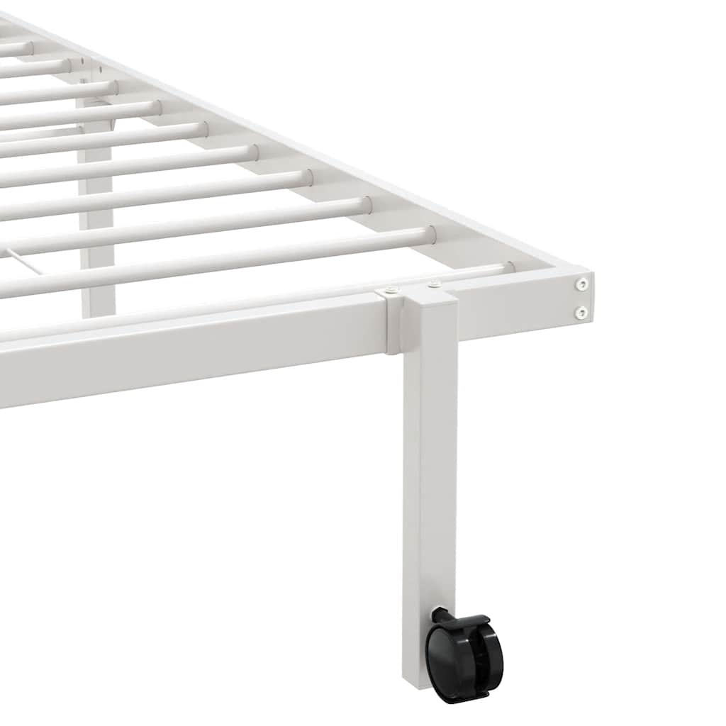 Foldable Steel Bed Frame in White | 107x203 cm | No Mattress