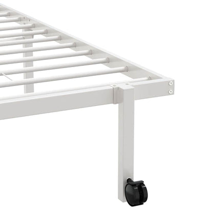 Foldable Steel Bed Frame in White | 107x203 cm | No Mattress