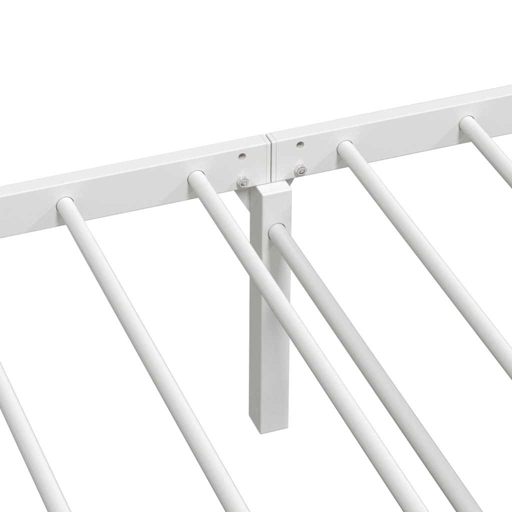 Foldable Steel Bed Frame in White | 107x203 cm | No Mattress