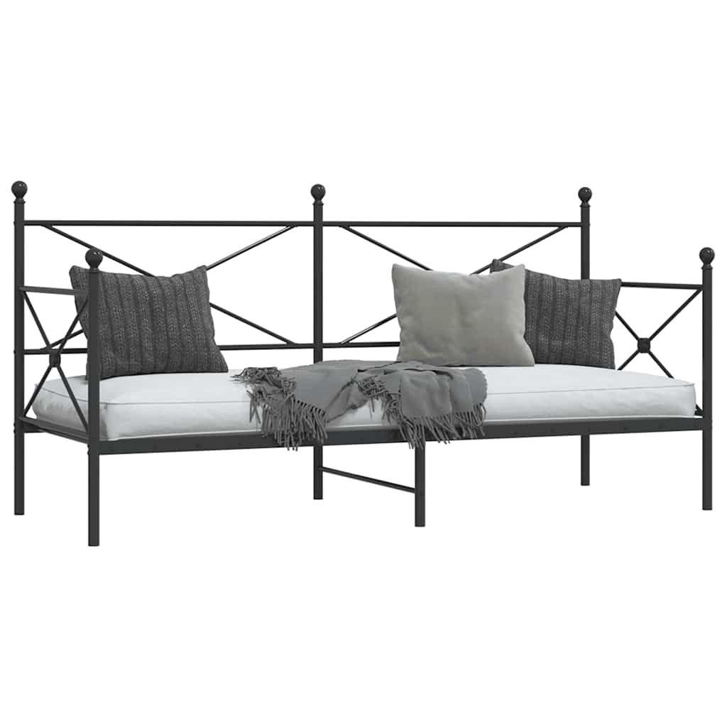 Black Steel Day Bed Frame 80x200 cm - Mattress Not Included