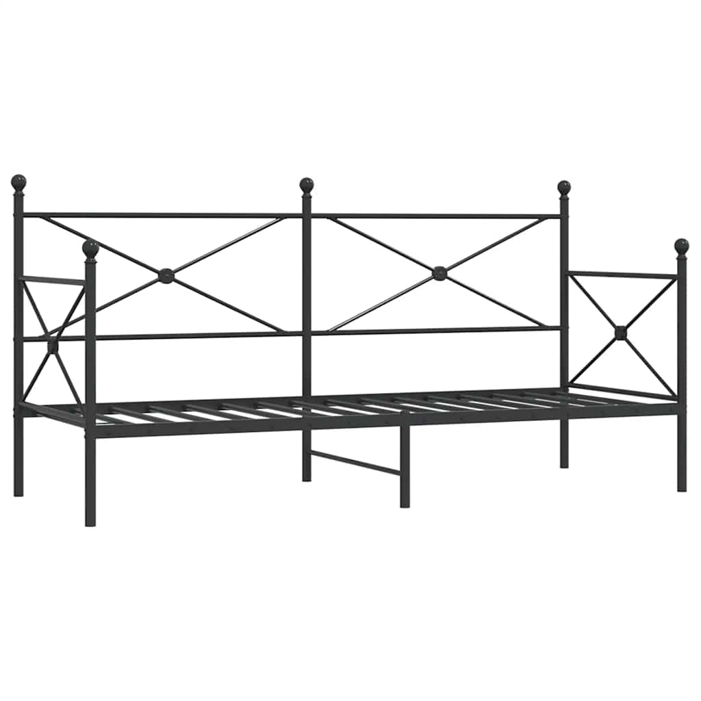 Black Steel Day Bed Frame 90x190 cm - No Mattress Included