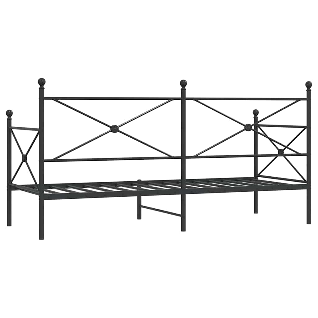 Black Steel Day Bed Frame 90x190 cm - No Mattress Included