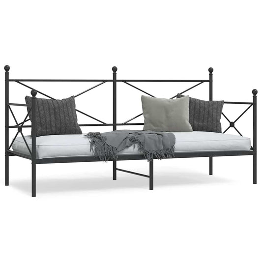 Black Steel Day Bed Frame 90x190 cm - No Mattress Included