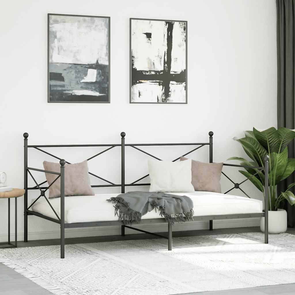 Black Steel Day Bed Frame 100x190 cm - No Mattress Included