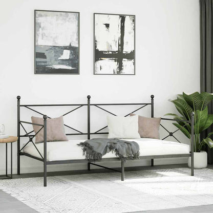 Black Steel Day Bed Frame 100x190 cm - No Mattress Included