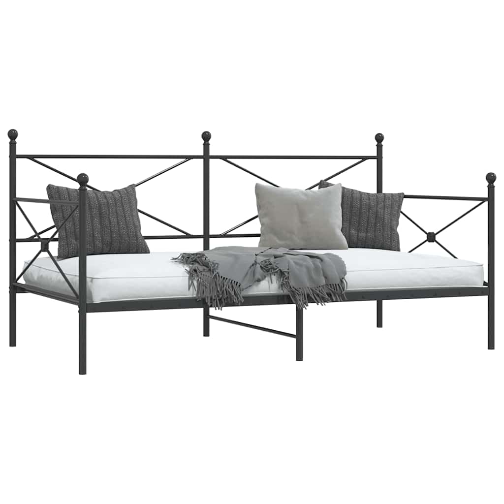 Black Steel Day Bed Frame 100x190 cm - No Mattress Included