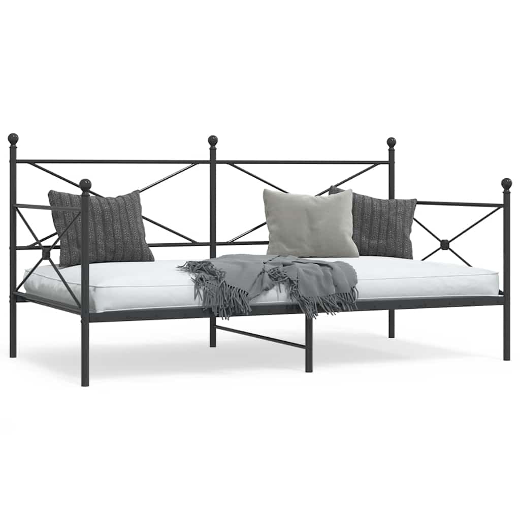 Black Steel Day Bed Frame 100x190 cm - No Mattress Included