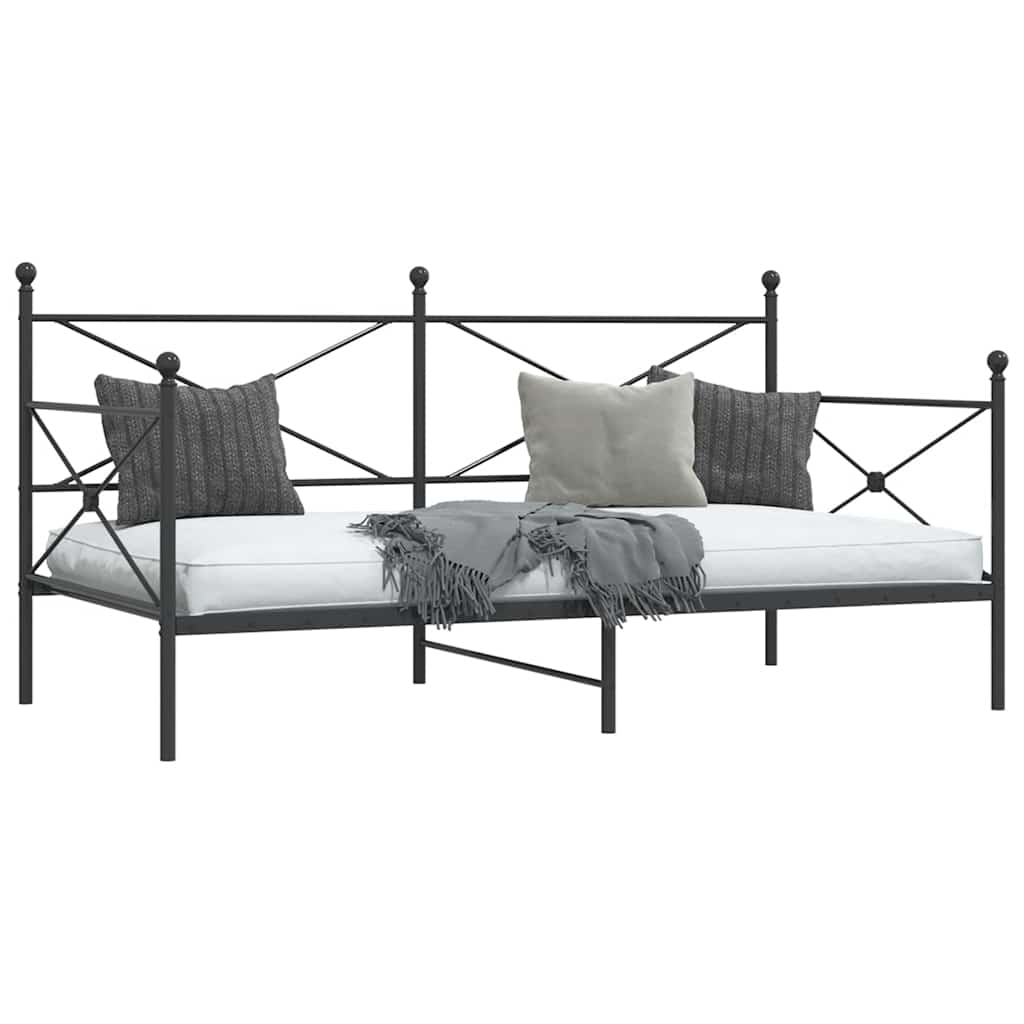 Stylish Black Steel Day Bed Frame 107x203 cm - No Mattress Included