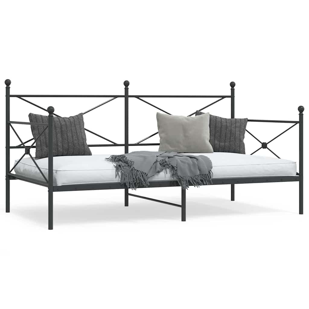 Stylish Black Steel Day Bed Frame 107x203 cm - No Mattress Included