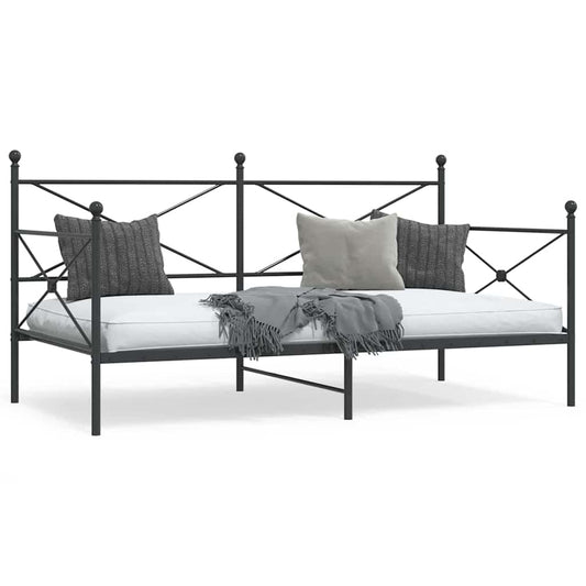 Stylish Black Steel Day Bed Frame 107x203 cm - No Mattress Included
