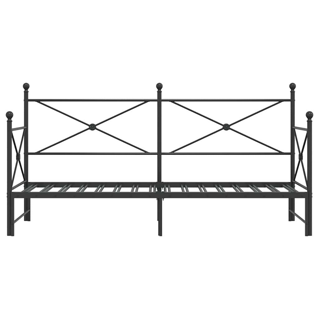 Daybed with Trundle without Mattress Black 75x190 cm Steel