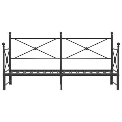 Daybed with Trundle without Mattress Black 75x190 cm Steel