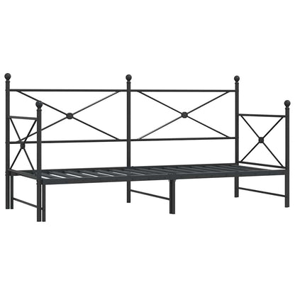 Daybed with Trundle without Mattress Black 90x190 cm Steel