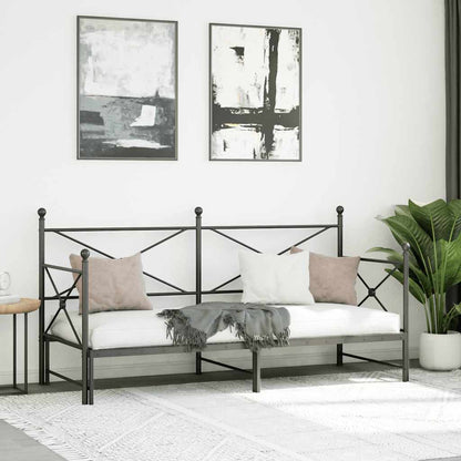 Daybed with Trundle without Mattress Black 90x190 cm Steel
