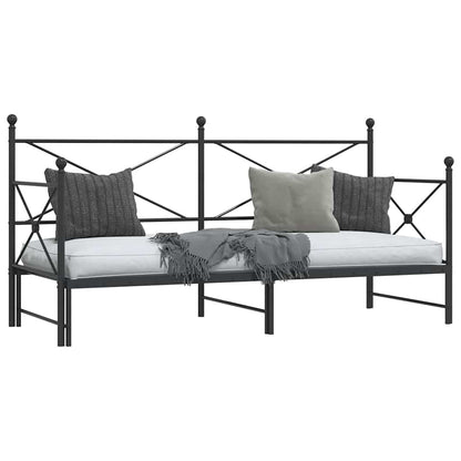 Daybed with Trundle without Mattress Black 90x190 cm Steel
