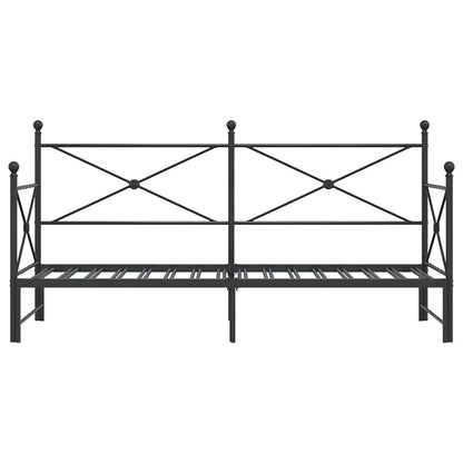 Daybed with Trundle without Mattress Black 90x190 cm Steel