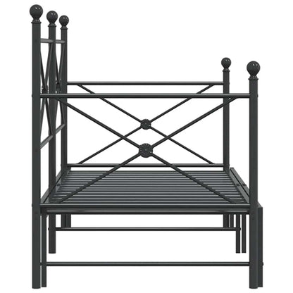 Daybed with Trundle without Mattress Black 90x190 cm Steel
