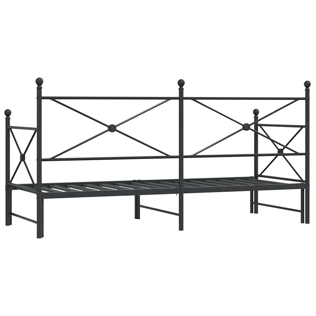 Daybed with Trundle without Mattress Black 90x190 cm Steel