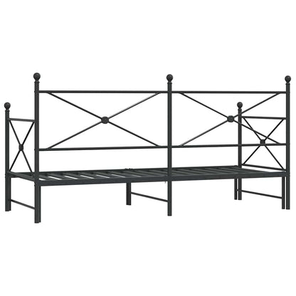 Daybed with Trundle without Mattress Black 90x190 cm Steel
