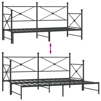 Daybed with Trundle without Mattress Black 90x190 cm Steel