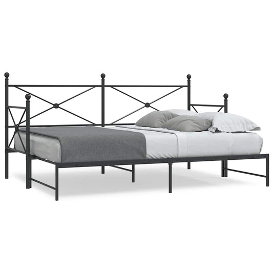 Daybed with Trundle without Mattress Black 90x190 cm Steel