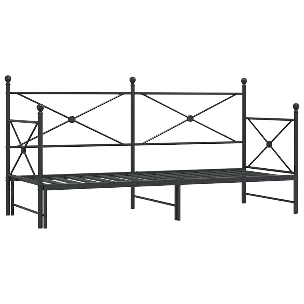 Black Steel Daybed with Trundle - 90x200 cm (No Mattress)