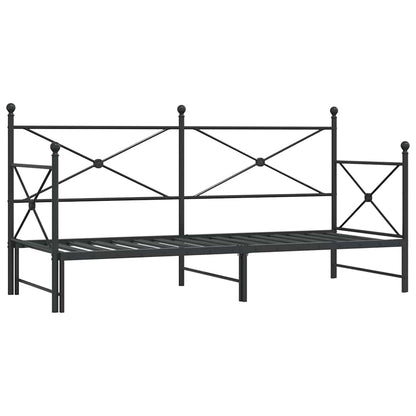 Black Steel Daybed with Trundle - 90x200 cm (No Mattress)