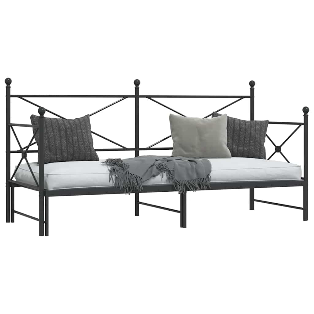 Black Steel Daybed with Trundle - 90x200 cm (No Mattress)
