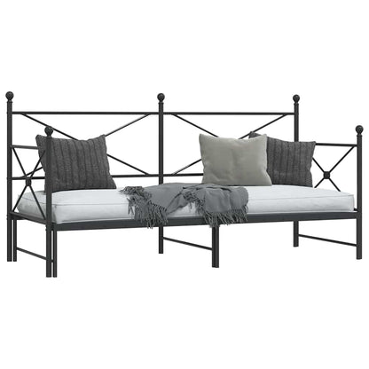 Black Steel Daybed with Trundle - 90x200 cm (No Mattress)