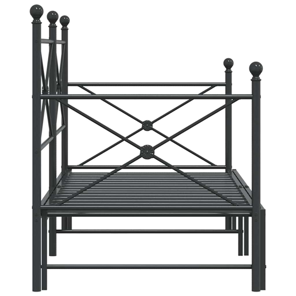 Black Steel Daybed with Trundle - 90x200 cm (No Mattress)