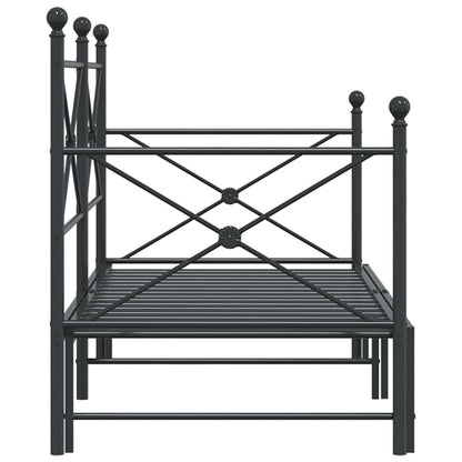 Black Steel Daybed with Trundle - 90x200 cm (No Mattress)