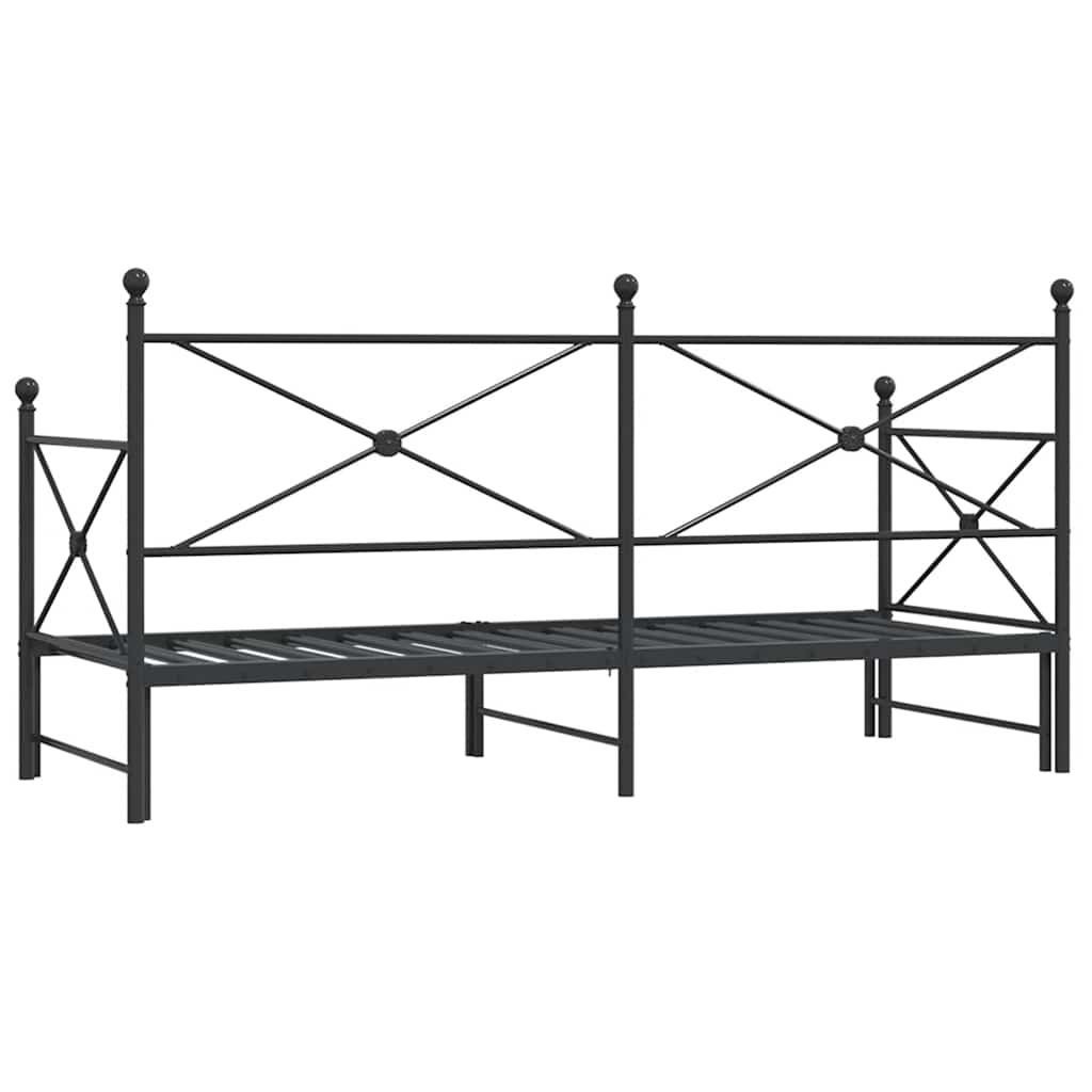 Black Steel Daybed with Trundle - 90x200 cm (No Mattress)