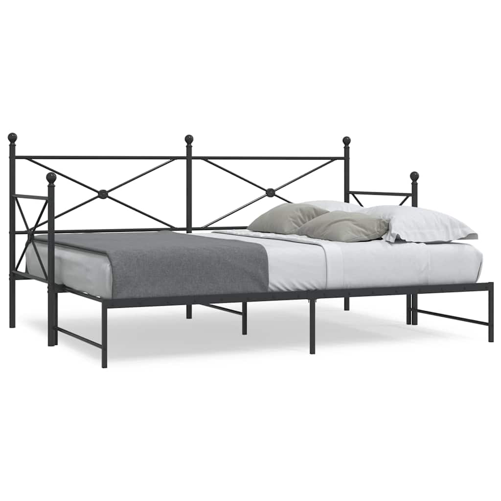 Black Steel Daybed with Trundle - 90x200 cm (No Mattress)