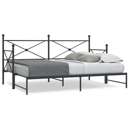 Black Steel Daybed with Trundle - 90x200 cm (No Mattress)