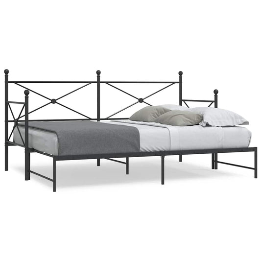 Black Steel Daybed with Trundle - 90x200 cm (No Mattress)