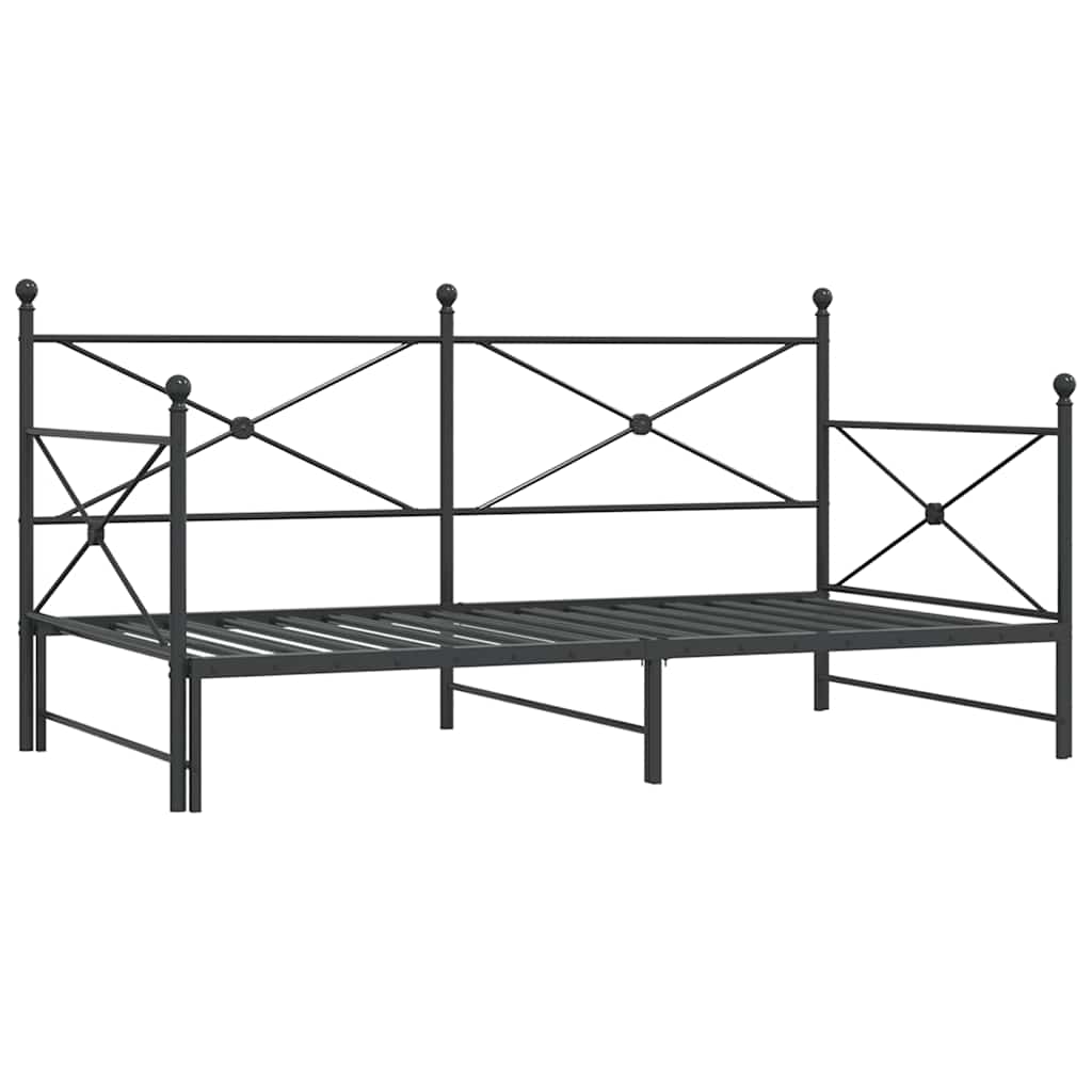 Daybed with Trundle without Mattress Black 100x190 cm Steel