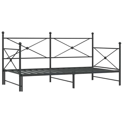 Daybed with Trundle without Mattress Black 100x190 cm Steel