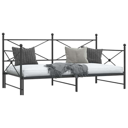 Daybed with Trundle without Mattress Black 100x190 cm Steel