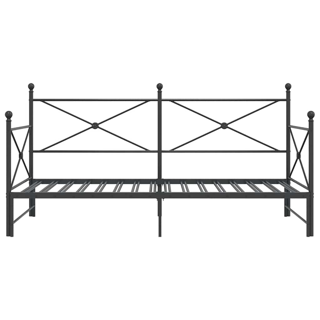 Daybed with Trundle without Mattress Black 100x190 cm Steel