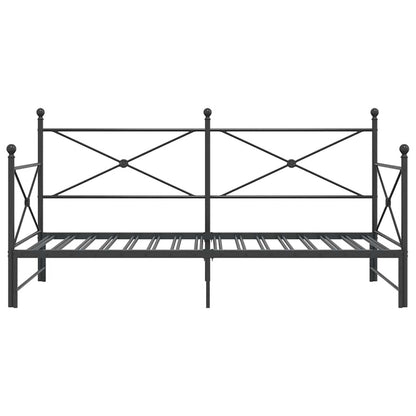 Daybed with Trundle without Mattress Black 100x190 cm Steel