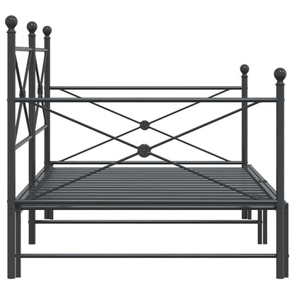 Daybed with Trundle without Mattress Black 100x190 cm Steel
