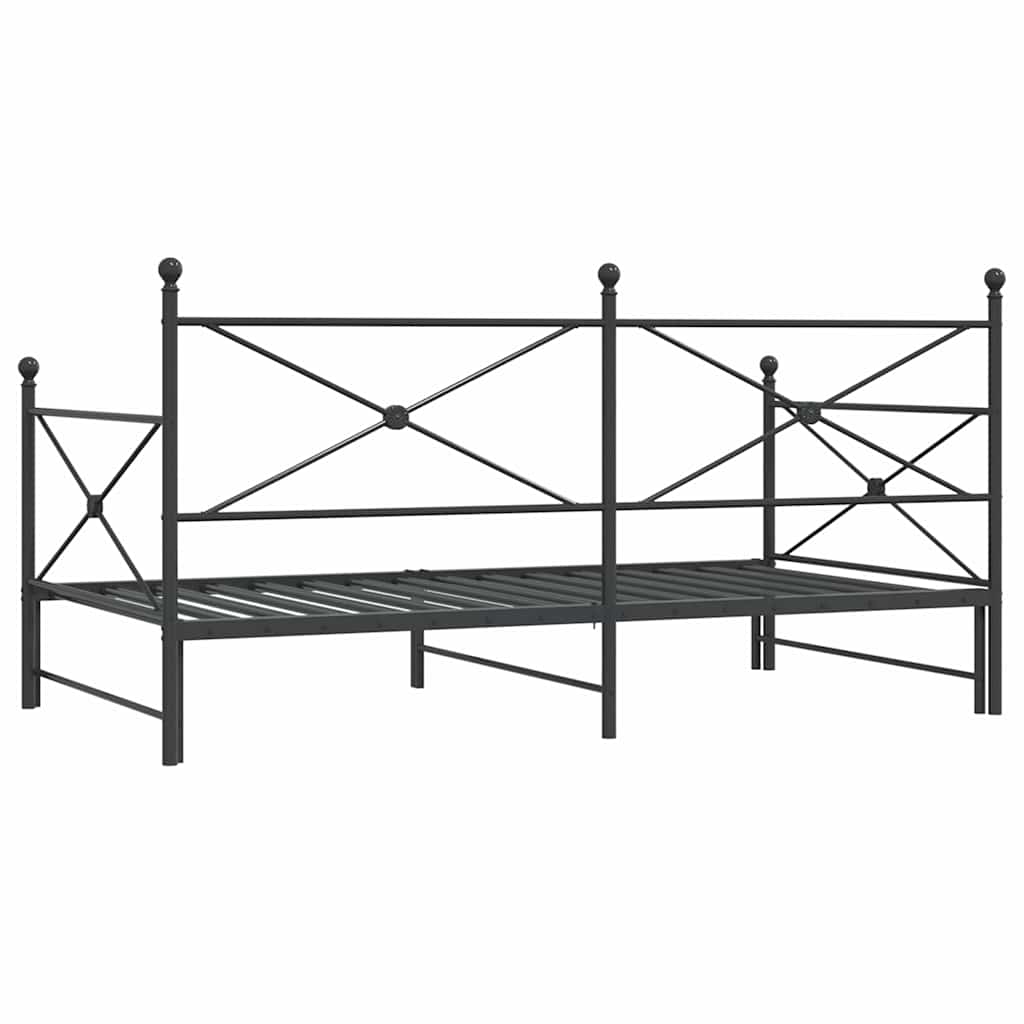 Daybed with Trundle without Mattress Black 100x190 cm Steel