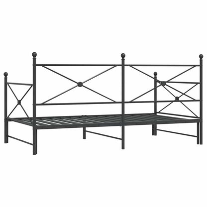 Daybed with Trundle without Mattress Black 100x190 cm Steel